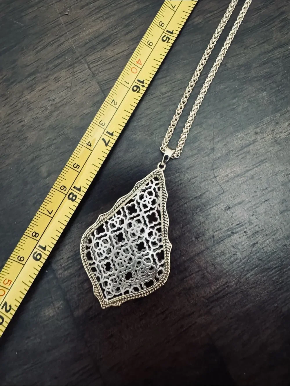 Kendra Scott Addie Mixed Metal Silver Gold Lattice Pendant Necklace